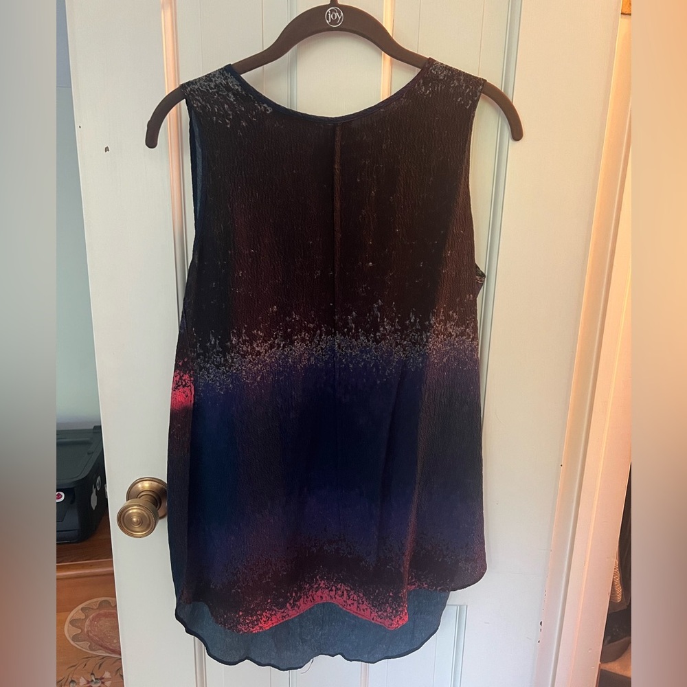 Derek Lam 10 Crosby crepe tank tunic top: black, navy and poppy red.